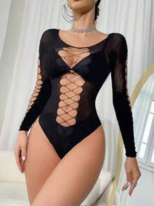 Sexy Lingerie, Mesh Socks, Sexy Hot Girls' Outfits, No Need To Take Off Stockings, Temptation And Restraint, Close Fitting Jumpsuit, Suspender Socks, Sexy Lingerie, Holiday Outfits, Gift Giving Options - 黑色 - 查看 2