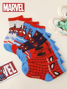 Marvel 1 đôi/5 đôi/10 đôi tất hoạt hình, tất hoạt hình cho trẻ em/trẻ nhỏ, 5 đôi tất thời trang thường ngày thoáng khí cho bé trai, có họa tiết in, phù hợp cho mọi mùa. - Nhiều màu - Xem 5