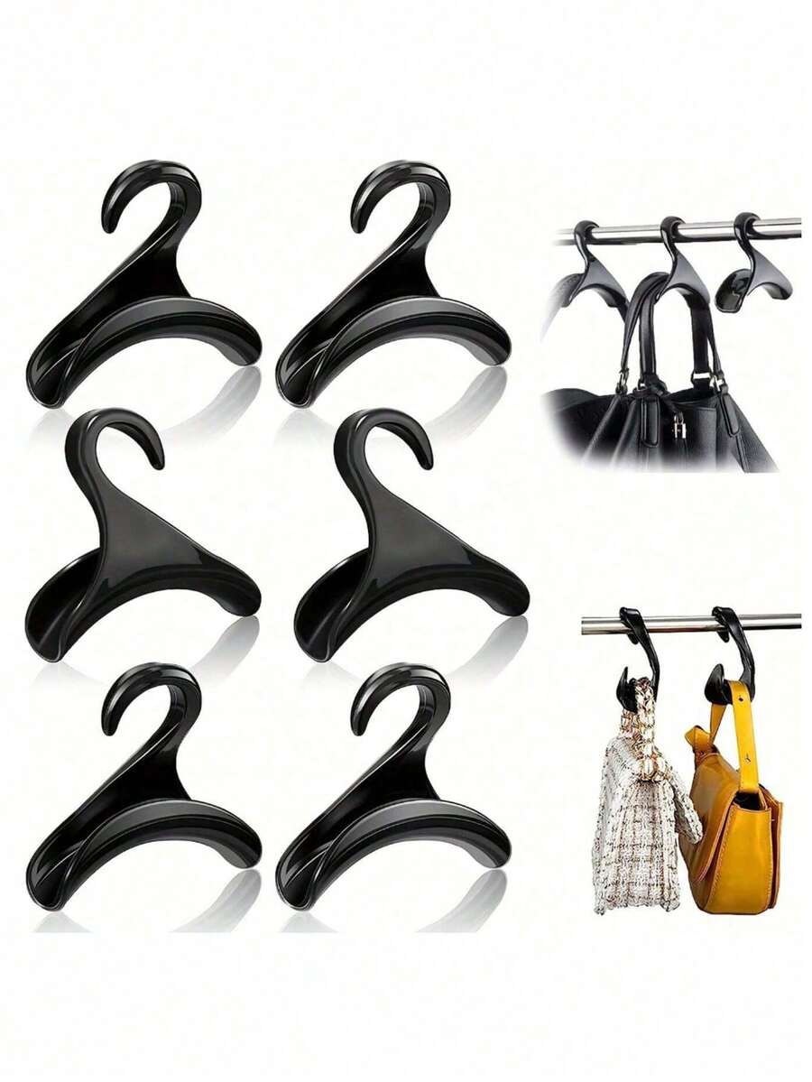 10 piezas/5 piezas/3 piezas Ganchos colgantes con forma de arco, estante para colgar bolsos, armario, almacenamiento, mochila, bolso, cartera, percha de plástico - Negro - Ver 1