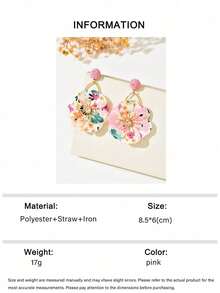 1 Pair Elegant Floral Double-Layer Earrings For Women, Lightweight Luxury Daisy Flower Earrings, Vintage Dopamine Floral Dangle Earrings, Perfect For Beach Holidays, Vacations, Daily Wear, Parties & All Casual Occasions - Hồng - Xem 7
