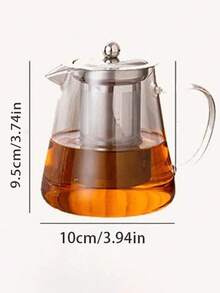 1 ấm trà thủy tinh dày dặn kèm lưới lọc trà bằng thép không gỉ, ấm trà hoa chịu nhiệt, thích hợp dùng tại nhà, pha trà Kung Fu, gia đình, nhà hàng, cắm trại, bộ ấm trà văn phòng. - trong suốt - Xem 10