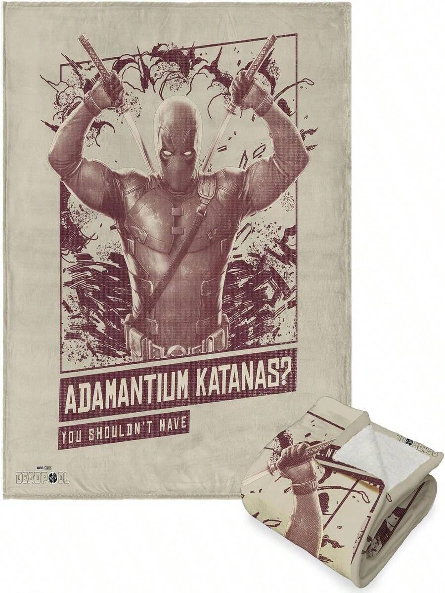 Northwest Deadpool Silk Touch Sherpa Throw Blanket, 50 X 60, You Shouldn't Have.Jpg - trắng - Xem 1