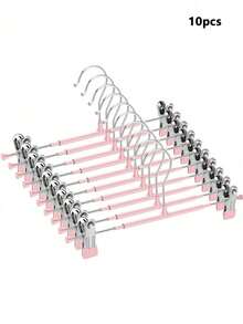10 pièces Cintres essentiels pour la maison pour les porte-pantalons, solution de rangement pour armoire, pinces à pantalons sans couture robustes pour séchage intérieur et extérieur, pinces à jupes, support de rangement pour vêtements, cintres à pantalons, organisateur de placard pour chambre, cuisine, buanderie, dortoir, accessoires de rangement gain de place, outils de soin des vêtements pour usage quotidien et stockage à la maison - Voir 2