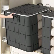1pc Large Storage Bag, Suitable For Organizing Blankets, Clothes, Bedding, Foldable With Reinforced Handle, Transparent Window And Sturdy Zipper, Grey Color, Suitable For Decoration, Holiday, Room, Home, Bedroom, Etc. - Grey - View 11