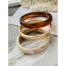 3pcs Set Elegant Retro Bangle Bracelets Fashion Minimalist Design Suitable For Casual Wear Women's Fashion Jewelry Acrylic Non-Inlaid Suitable For Daily And Party Occasions All Year Round Highest Product - 多色WO - 查看 3