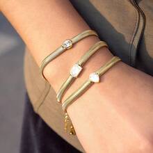 S SHOPBOHO 1pc Vintage Bohemian Style Chunky Snake Chain Shell Stone Pendant Bracelet, For Women - Simple Chain - View 3