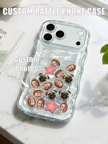 Funda de teléfono personalizada - Funda de teléfono con foto personalizada y bordes ondulados - Funda de teléfono transparente de TPU con decoraciones flotantes - Regalo personalizado para amigos y familiares - Ideal para uso diario, protección del teléfono y decoración - Rosa - Ver 29