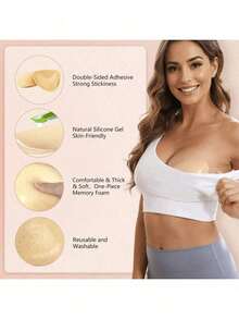 Upgraded Version,Double-Sided Sticky Bra Inserts,Snowy Sticky Bra Inserts,Sticky Bra Push Up, Self Adhesive Pads Ultra Instant Lift Bra, Push Up Bikini Pads Sports Bra Swimsuit - Gầy - Xem 2