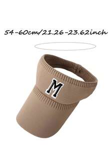 1pc Women's Personalized A-Z Letter Open Top Knit Beanie, Soft Knit Ponytail Hole Beanie, Casual Ponytail Knit Hat, Elastic Ponytail Knit Cap, Fashionable Open Top Knit Hat, Suitable For Daily Commute, Shopping, Outdoor Sports, Street Wear,Beach,Travel - Khaki - View 11