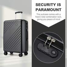 Hard-Shell Luggage Set | 20-Inch Carry-On (Cabin), 24-Inch Medium Checked Bag, 28-Inch Large Checked Bag | ABS+PC, 360° Quiet Wheels, Combination Lock | For Holidays, Business, Family & Weekends - Grey - View 3
