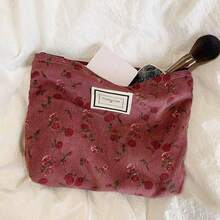 Cosmetic Bags For Women Makeup Bag Large Capacity Purse Travel Toiletry Zipper Storage Pouch Make Up Brushes Organizer For Gifts Dark Red Rose - 深紅色 - 查看 8