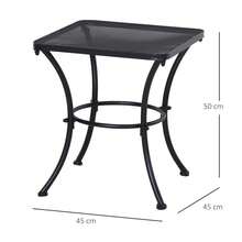 Side Table, Black Garden Table, 45 X 45 X 50 Cm, Metal Balcony Table, Coffee Table For Patio And Garden - Black - View 7