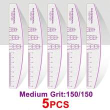 Bộ 5/10/20 chiếc dũa móng tay hình bán nguyệt chuyên nghiệp, màu xám, hai mặt, có thang đo độ nhám 100/150/180/240, dũa móng tay đơn giản dùng cho tiệm nail. - Nhiều màu - Xem 14