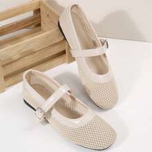 Shoes For Women Ladies Flats Mesh Summer Ballet Buckle Strap Ballerina Ultra Soft Breathable Comfy Office Dressy Spring Summer Outdoor Walking Loafers - Màu be - Xem 9