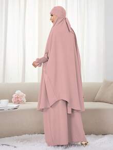 一件式穆斯林头巾和长袍，宽松长袍，袖子采用弹性设计，私密性高，优质穆斯林女性祈祷头巾，伊斯兰服饰头巾 - 彩色 - 查看 52
