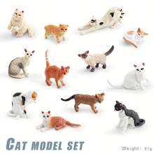 1 件/8 件逼真迷你宠物猫模型装饰玩具 - 彩色 - 查看 45