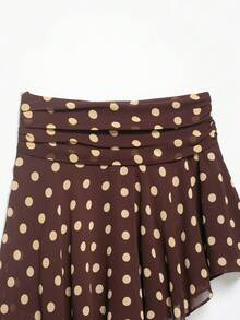 Chân váy chấm bi bất đối xứng Seelio dành cho nữ, phong cách tối giản kiểu Âu Mỹ, mùa xuân/hè. - Chấm bi nâu - Xem 7