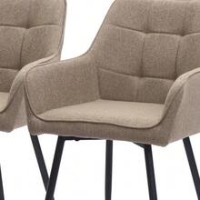 Dining Chairs With Button Tufting & High Armrests | 2-Piece Comfort Set - Khaki - View 6