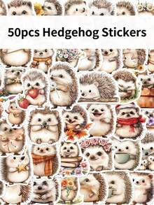 50pcs Hedgehog Cute And Creative Cartoon Stickers DIY Guitar Luggage Refrigerator Water Cup Planner Supplies Decorative Laptop Personalization Stickers - Multicolor - View 1