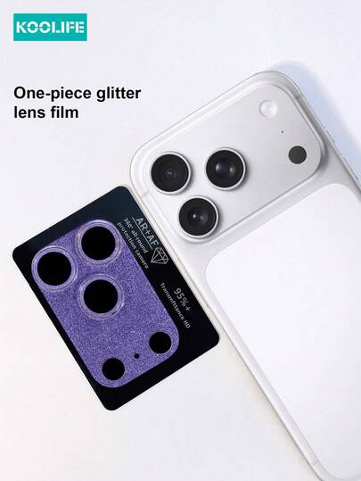 1pc Shiny Sequin Lens Film, Full Coverage High-Definition Transparent Protective Film, No Bubble Adhesion, Waterproof Shockproof Scratch-Resistant, Suitable For Apple 17/17 Pro/17 Pro Max