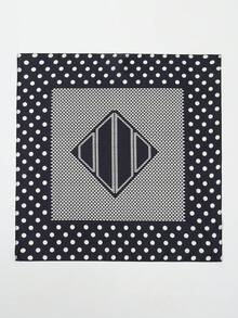 1 chiếc khăn bandana lụa cao cấp, thanh lịch dành cho nữ, in họa tiết chấm bi, kích thước 70*70cm, thích hợp sử dụng hàng ngày, là lựa chọn quà tặng tuyệt vời cho mùa xuân. - S53676-Đen - Xem 2