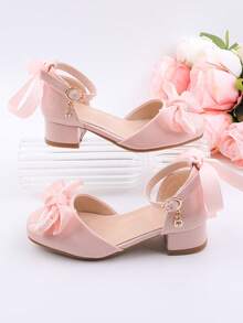 甜美可爱的花童高跟鞋，适合婚礼、派对、度假等场合，适合所有年龄段的女孩，经典舒适百搭的小鞋子，时尚简约的蝴蝶结搭扣，适合所有季节，可用于节日、正式场合、表演、芭蕾舞、公主鞋、露趾高跟鞋、优雅高跟鞋，夏季必备。 - 粉色 - 查看 2