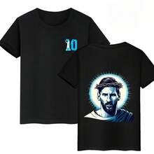 Summer Cotton Adult T-Shirt With World Cup Football Print Short-Sleeved Casual Fashionable Top - 照片5 - 查看 4
