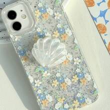1 pièce Support de téléphone pour fille avec coquillage semi-transparent pailleté, support portable pliable et rotatif à 360 degrés, support de bureau adhésif créatif et paresseux, accessoire mobile mignon de haute qualité aux couleurs bonbon, cadeau pour amis et meilleurs amis - Multicolore - Voir 8