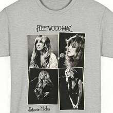 2026 Summer TopsRetro 70s Rock Collage Tee – Iconic Stage Muse Vintage Band Stevie Style Shirt For Nicks Music Lovers & CollectorsLoose And Comfortableshirts - 淺灰色 - 查看 4