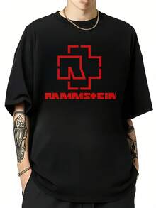 Rammstein Classic Metal Band Logo T-Shirt, 100% Cotton, Unisex, For Heavy Metal Fans, Casual Style - Black - View 6
