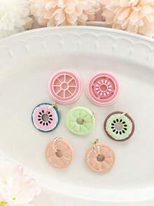 1个/2个奇异果柠檬造型聚合物粘土耳环模具，DIY珠宝吊坠模具工艺工具 - 粉色 - 查看 7