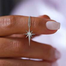 1 pieza Collar con colgante de estrella brillante y octágono, versátil - Dorado - Ver 3