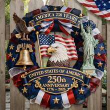 1 buc. Coroană de stea din lemn cu steagul american, imprimată 2D plat, decor agățat, decorare verandă exterioară - A - Vizualizare 19