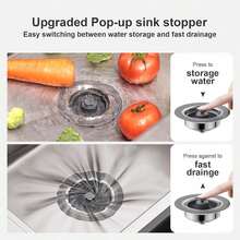 3 In 1 Kitchen Sink Drain Strainer And Stopper, 304 Stainless Steel Pop-Up Anti-Clogging Basket Strainer, Fast Drainage Kitchen Sink Plug For Standard 3-1/2" Drain Hole - Silver-gray - View 3