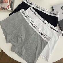 Calvin Klein 3-Pack Premium Gift Set Boxer Briefs | Men's Soft Breathable Cotton Underwear With White Trim, Includes Gift Bag - 黑藍灰 - 查看 3