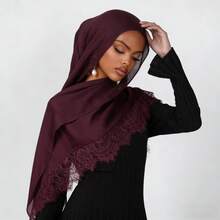 1pc Soft & Breathable Rayon Lace Headscarf, Suitable For Daily Wear, Can Be Paired With Robes - A - View 13