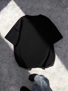 New York Brooklyn Pattern Round Neck T-Shirt + Shorts Set, New Summer Fashion Comfortable Boys Outfit - Black - View 4