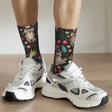 1 par de calcetines locos con diseño retro Harajuku de mapaches alegres y brillantes, estilo hip hop - Multicolor - Ver 4
