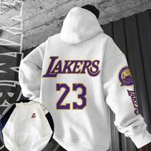 Custom LA Streetwear Basketball Hoodie Kangaroo Style - Branco Lakers - View 1