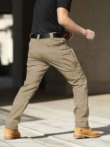 Men's Tactical Pants With Multiple Pockets, Multi-Pocket Design For Hiking & Outdoor Adventures, Camping Gear - 卡其色 - 查看 7