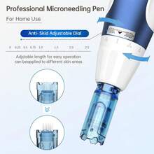 WanTogo A11 Professional Wireless Microneedling Pen And Derma Pen 20 Replacement Cartridges Adjustable Micro Needling Derma Machine With Induction Base For Skin Care A11 - White - View 4