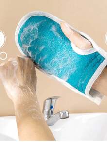 Bộ dụng cụ chà lưng tẩy tế bào chết chuyên nghiệp 3 trong 1 hai lớp dày dặn với cát thô – Khăn tắm dài, bông tắm, găng tay chà rửa cho nam và nữ, loại bỏ tế bào chết mạnh mẽ không gây đau rát, bộ dụng cụ vệ sinh phòng tắm. - Màu xanh lam - Xem 4