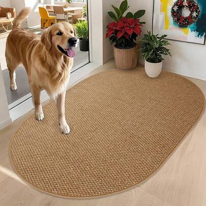 1 件椭圆形土棕色菠萝图案布艺地毯 | 高级质感室内装饰 | 适合春、夏、秋、冬四季，亦可作为礼物/感恩节/新年节日家居装饰，简约北欧风家居美学装饰