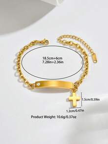 1 pieza Brazalete curvo de acero inoxidable minimalista y de moda, accesorio elegante y versátil adecuado para uso diario y vacaciones - Pulsera - Ver 7