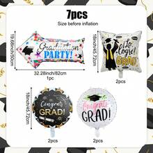 8pcs Graduation Balloon Set, Includes Graduation Arrow, 18-Inch Round Foil Balloons, Suitable For Graduation Party, Happy Graduation 2026, Celebration, Campus Activities, Classroom Decor, Class Graduation Decor, Kindergarten, Primary, High School, University Graduation Ceremony - Multicolor - View 2