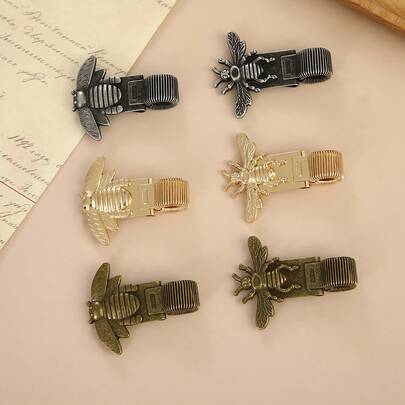 AHCRAFT 1pc Vintage Insect Theme Metal Pen Clip, Bee Shaped Spring-Loaded Portable Metal Clip, For Planner, Notebook, School, Teacher, Student, Office Supplies