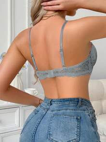 Sujetador con aros y encaje sexy, sujetador push up acolchado para busto pequeño, tirantes extraíbles, con soporte y comodidad, de moda - Gris Claro - Ver 6