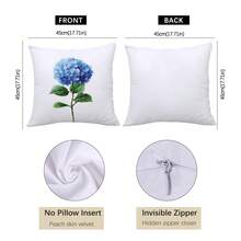 4pcs Vintage Blue Hydrangea Home Throw Pillow Covers, Single-Sided Printed Peach Velvet, 45*45CM/18*18inch Cushion Covers Suitable For Modern Minimalist Sofa Living Room Decor, Gift, Party Decoration - Multicolor - View 2