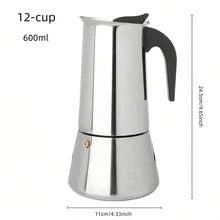 2/4/6/9/12 Cup Capacity Stainless Steel Coffee Pot, 100-470ml Volume, Moka Pot/Espresso Maker, Suitable For Home Kitchen And Camping - Silver - View 14