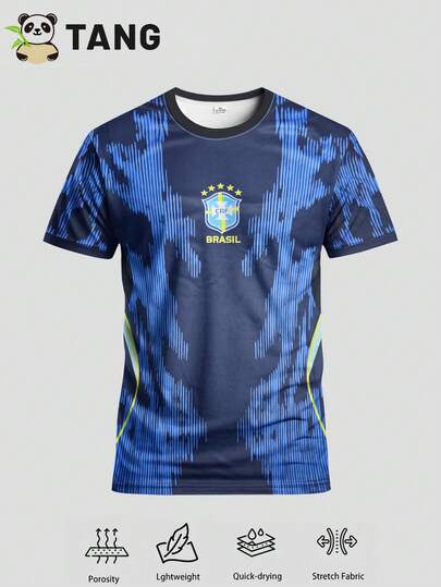 Camiseta de fútbol para hombres y adolescentes, estilo brasileño #10, cuello redondo cómodo, adecuada para varios deportes de pelota y uso casual, fiesta de fútbol